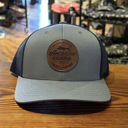 Aftco Lemonade Leather Trucker Hat – Graphite/Navy